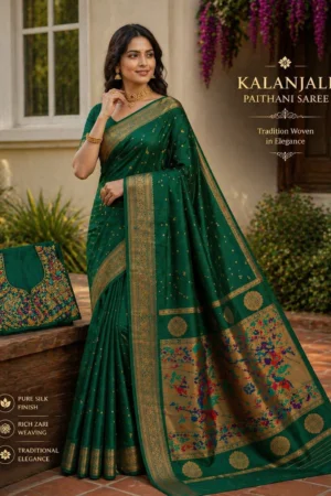 Classic Green Paithani Silk Saree with Gold Border