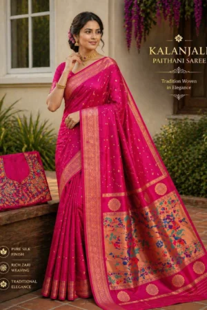 Rani Pink Paithani Saree with Rich Zari Design