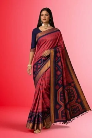 Red & Blue Saree
