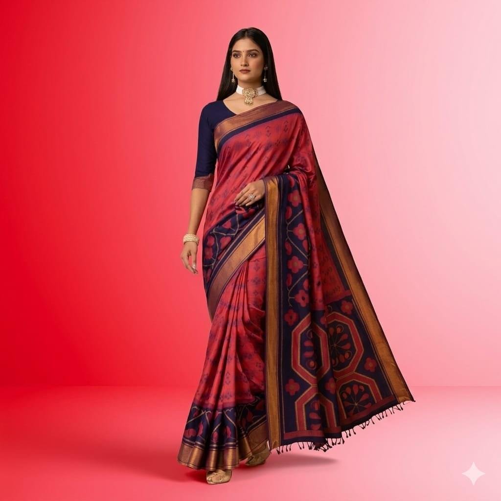 Red & Blue Saree